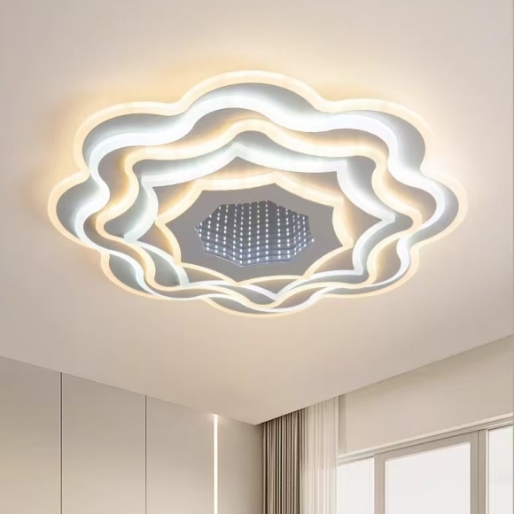 Ceiling lamp, iron +acrylic, with 3D mirror effect,simple and modern,living room