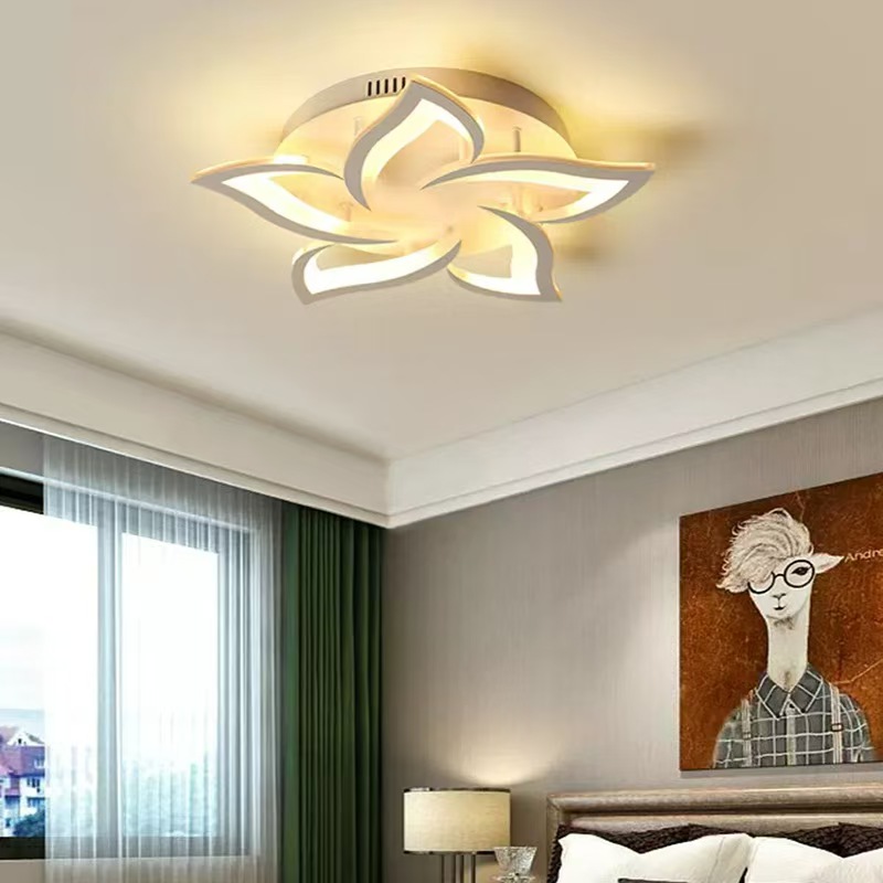 Flower shape ceiling lamp iron + acrylic living room white / black 9+5