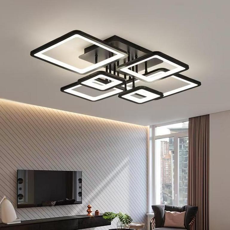 Square shape Ceiling lamp modern and simple european style 3P black/white living room