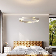 Minimalist Creative Single Pendant Light for Bedroom, Fabric Shade for Warm Glow, Eye-Caring Light for Reading & Sleep