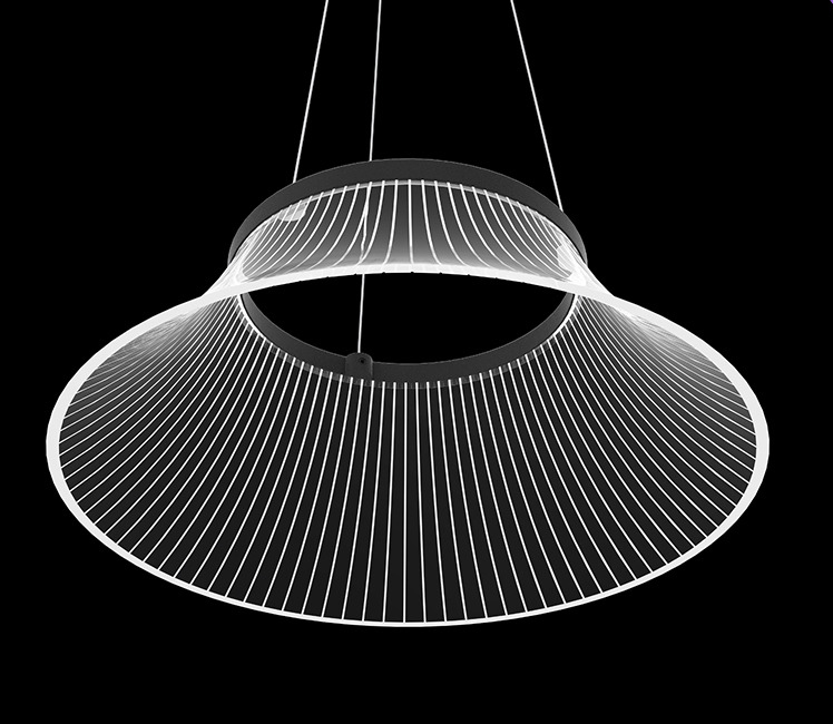 Futuristic Matte Black Acrylic Pendant