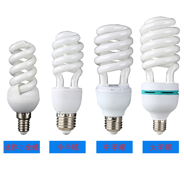 Home-use three-band spiral energy-saving light bulb