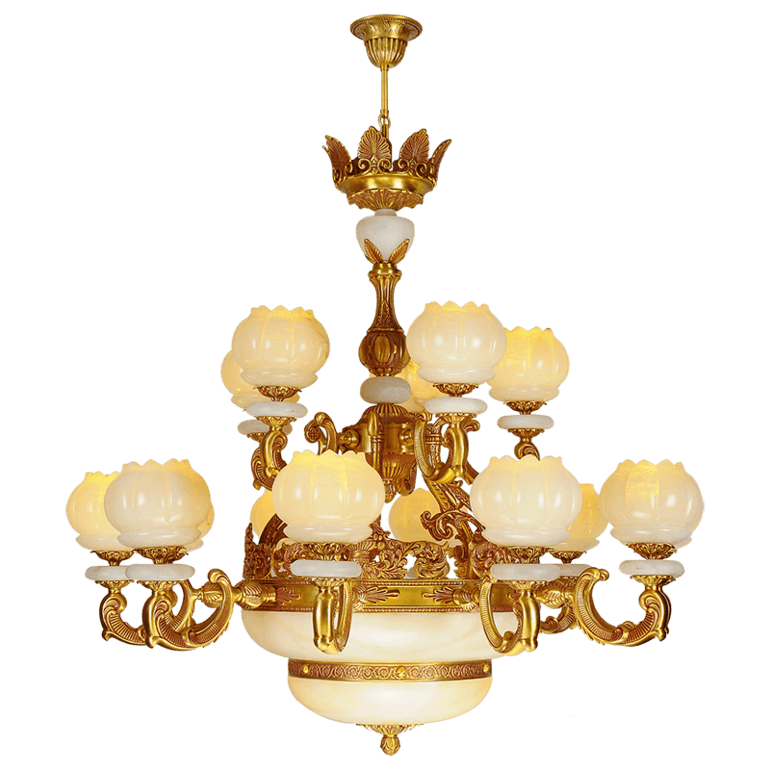 Hongrong Lighting,European luxury Spanish marble LAD-8273/10+5 full copper lamp