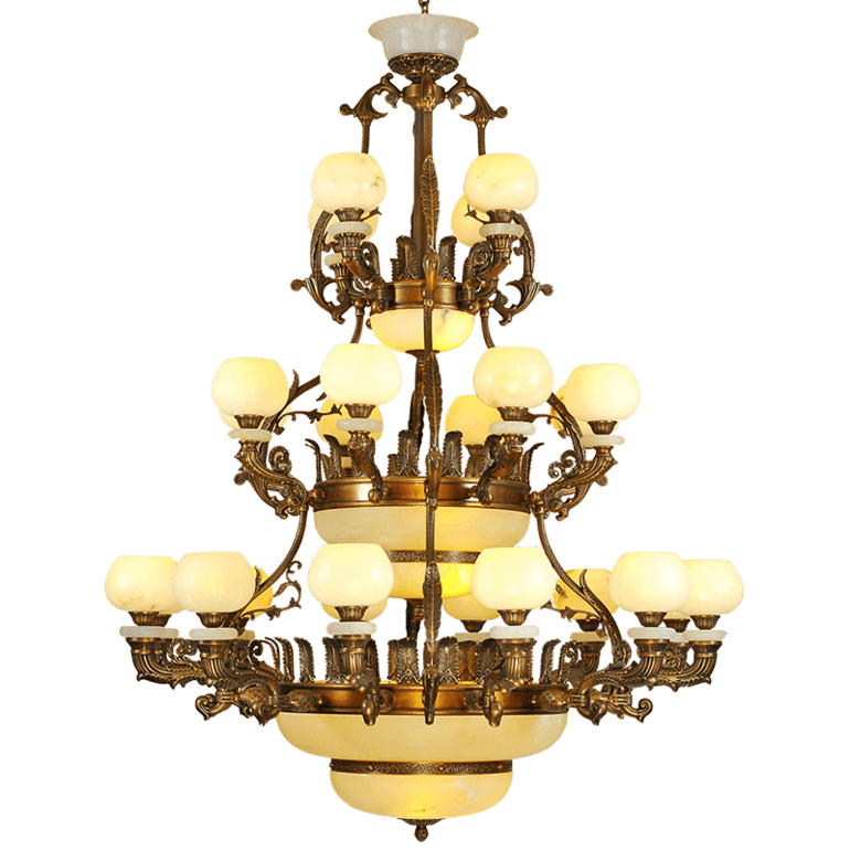 Hongrong Lighting,Copper European Spanish marble hotel restaurant chandelier lamp