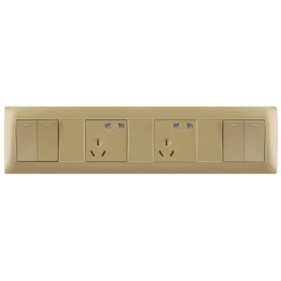 Socket,Electrical & Electronic Product,Five Holes,Double Controls,Champagne Gold