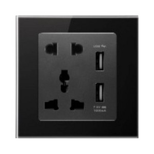 Socket,Electrical & Electronic Product,Five Holes,With USB,Black Panel