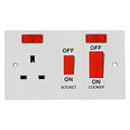 Socket,Electrical & Electronic Product,Three Holes,Double Controls,White Panel,Red Button