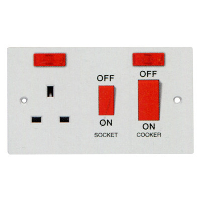 Socket,Electrical & Electronic Product,Three Holes,Double Controls,White Panel,Red Button