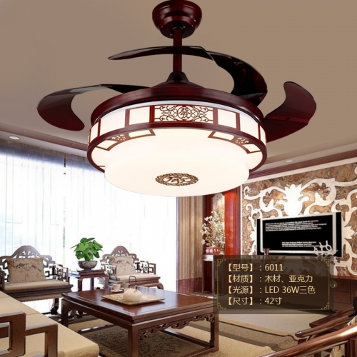 Fan Lamp,Decorative Lighting,Bedroom,Living Room,Rosewood,Chinese-style,6011