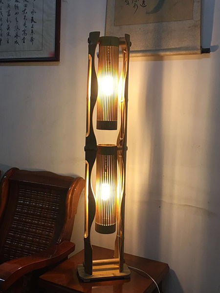 Actistic Table Lamp,Decorative Lighting,Two Bulb,Bamboo Products,MS88