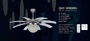 Wind, European style living room, Round Crystal LED remote control fan lamp