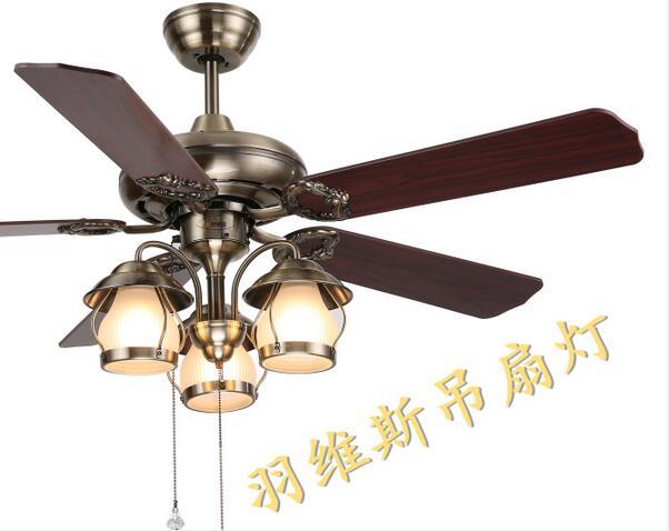 Chandelier,Five-leaf,imported,blue and bronze,ceiling fan,LED lights