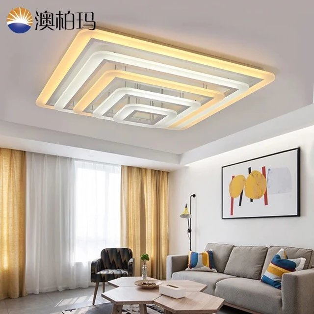 Modern, Simple, Living Room, Dining Room, Kitchen, Study, Household Lighting,  LED,Acrylic, Square, Ceiling Lamp