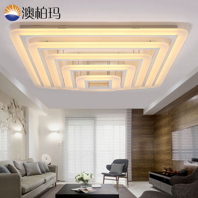 Modern, Simple, Living Room, Dining Room, Kitchen, Study, Household Lighting,  LED,Acrylic, Square, Ceiling Lamp