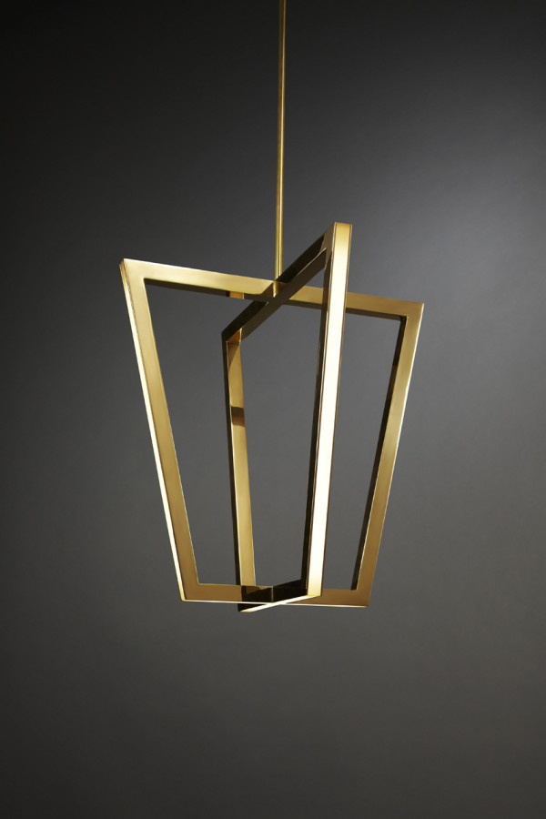A Brass Geometric Chandelier