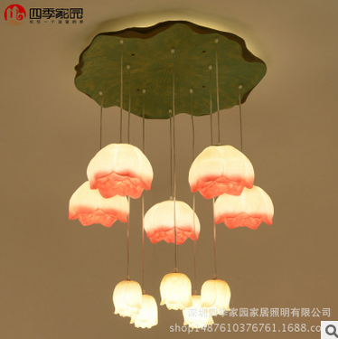 Chandelier,Neo-Chinese style,modern,Lotus,Teahouse