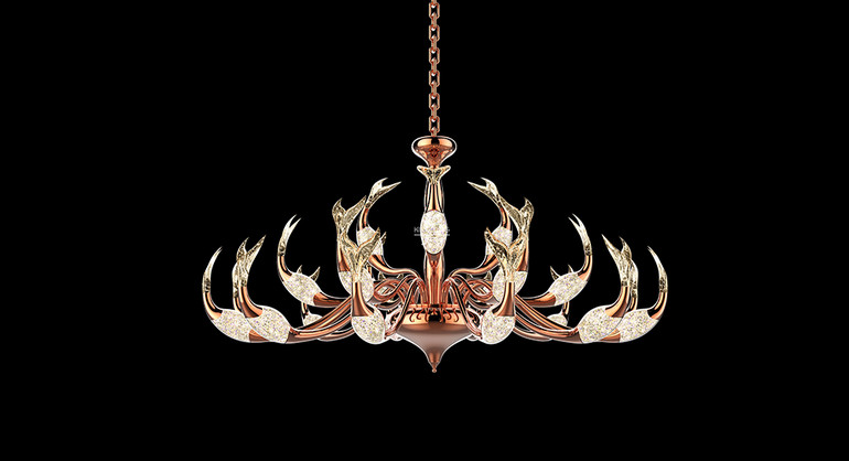 Qilang  17030070(fish Yue) modern interior glass chandelier