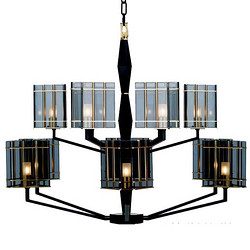 ART LAMP modern interior, black, gold, glass, steel Chandelier