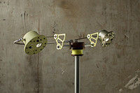 Lighting Made with Aluminum Aerospace Parts and Wood