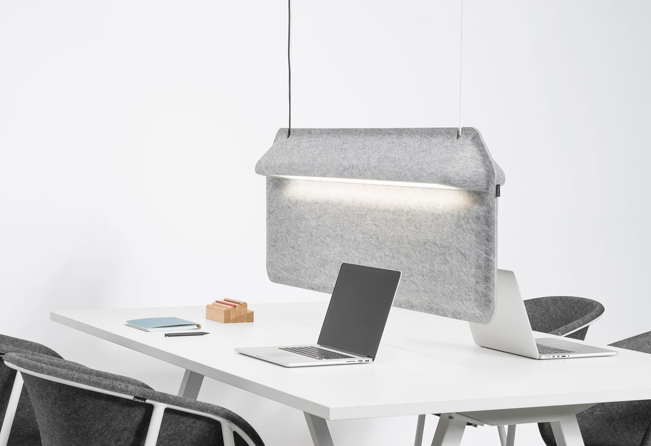 A Workspace Divider That Doubles as a Lamp