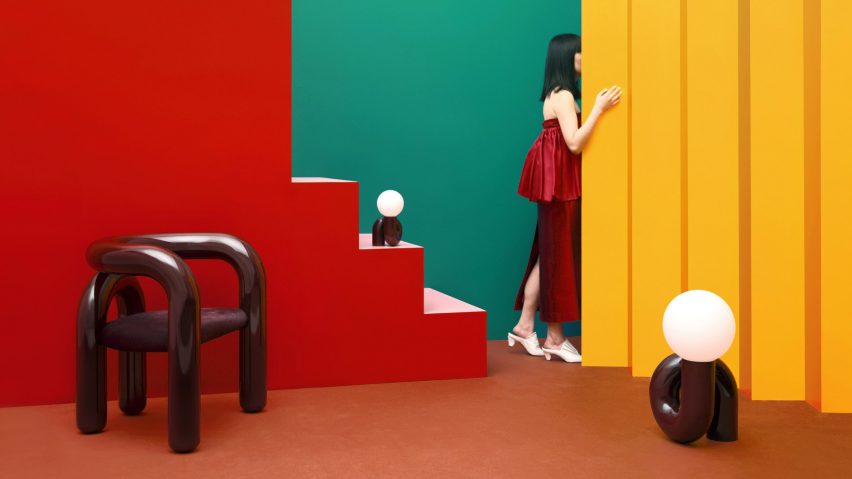 Jumbo Designs Tubular Steel Chair and Matching Lamps