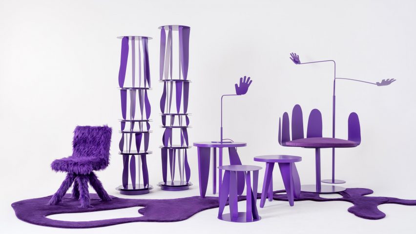 Crosby Studios' All-purple Furniture Collection Includes Recurring Hand Shapes