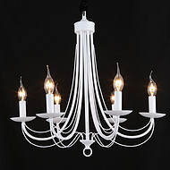 Satin finished white color chandelier simple style candle pendant light iron