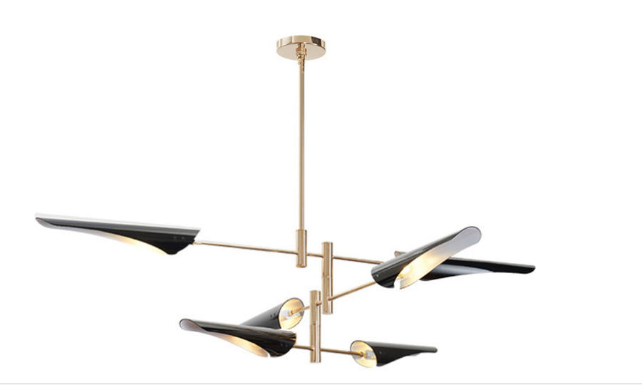 YakouNordic metal industry, wind ramp, ox horn, creative villa exhibition hall, post-modern aircraft Chandelier
