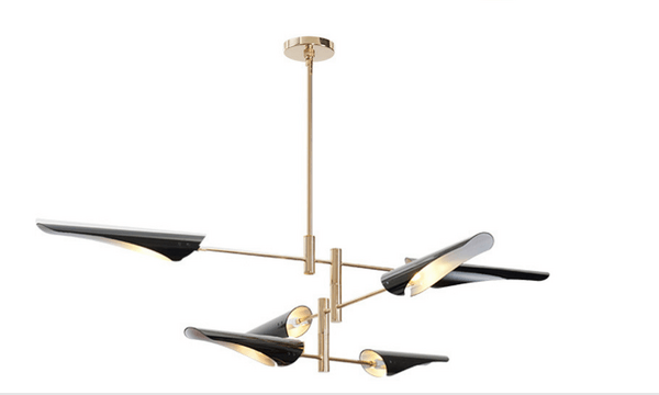 YakouNordic metal industry, wind ramp, ox horn, creative villa exhibition hall, post-modern aircraft Chandelier