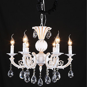 White painted gold color chandelier elegant extravagant style decorative pendant light with crystal