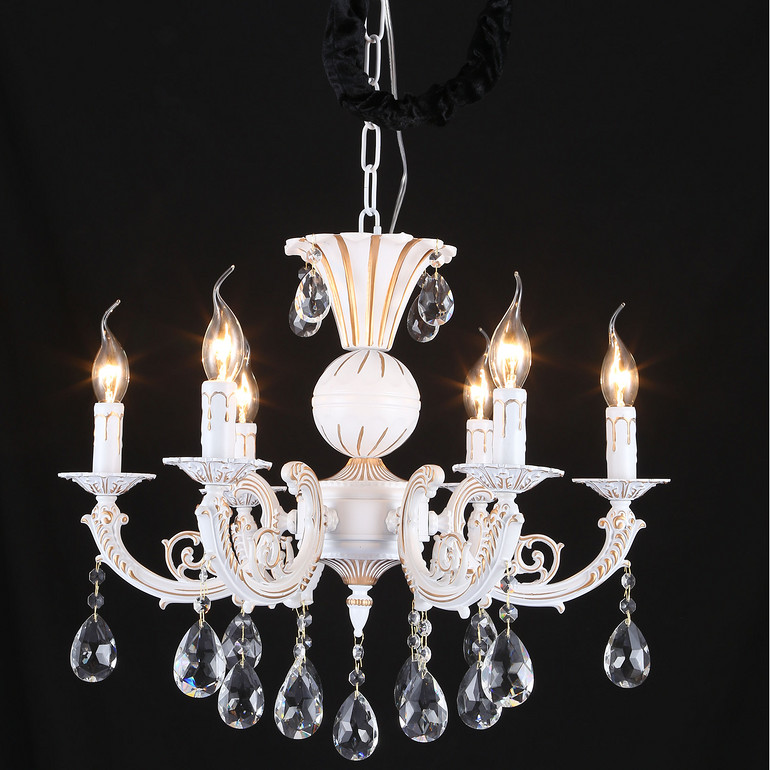 White painted gold color chandelier elegant extravagant style decorative pendant light with crystal