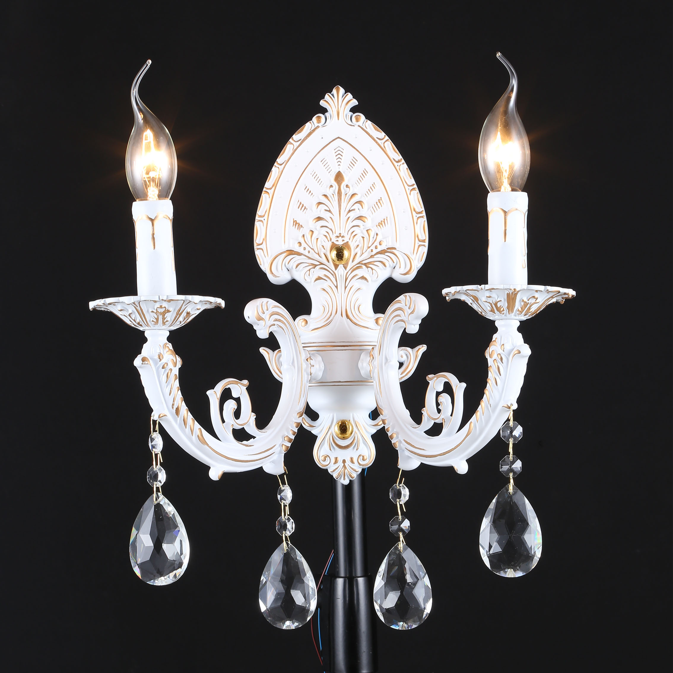 White painted gold color chandelier elegant extravagant style decorative wall light with crystal