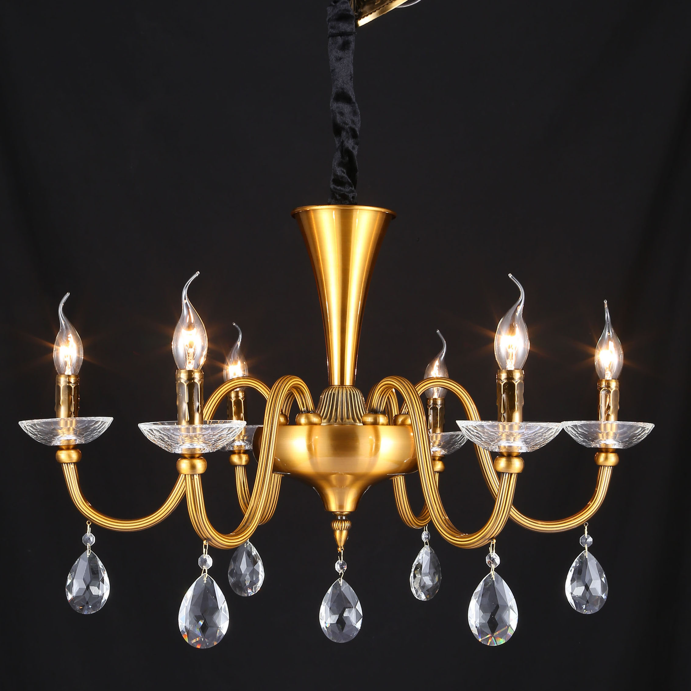 SHIXIN gold antique brass pendant lamp candle decorative chandelier with crystal
