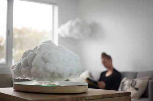 This floating cloud lamp magnetically levitates and pulses as music plays