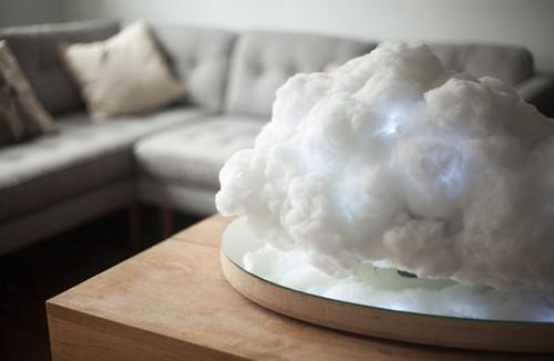 This floating cloud lamp magnetically levitates and pulses as music plays