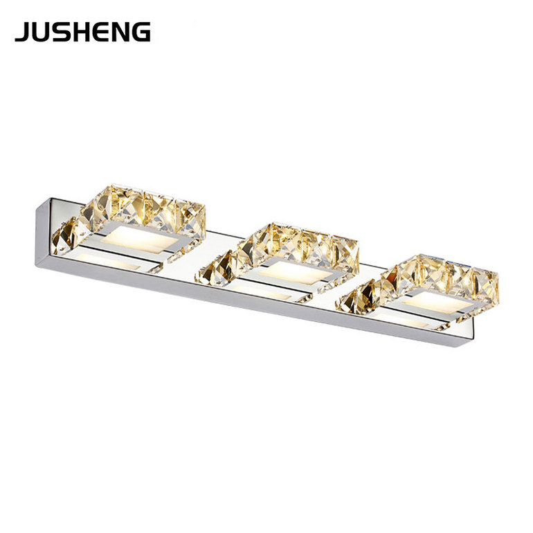 Crystal Square Bathroom Mirror Wall Lighting 16cm 32cm 46cm 62cm