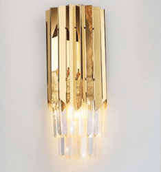 Golden Glossy Crystal Wall Lamp