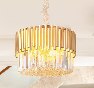 Circle Golden Brass an Crystal Chandelier