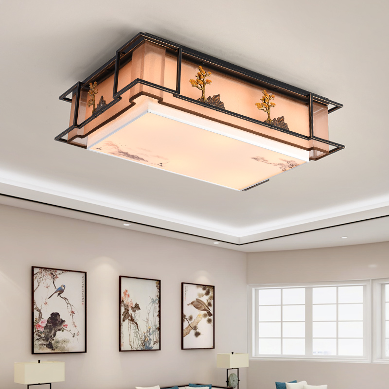 Chinese-style Box-like Living Room Ceiling Lamp