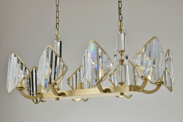 Double Chains Cystal Brass Chandelier