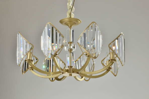 8 Heads Crystal Brass Chandelier