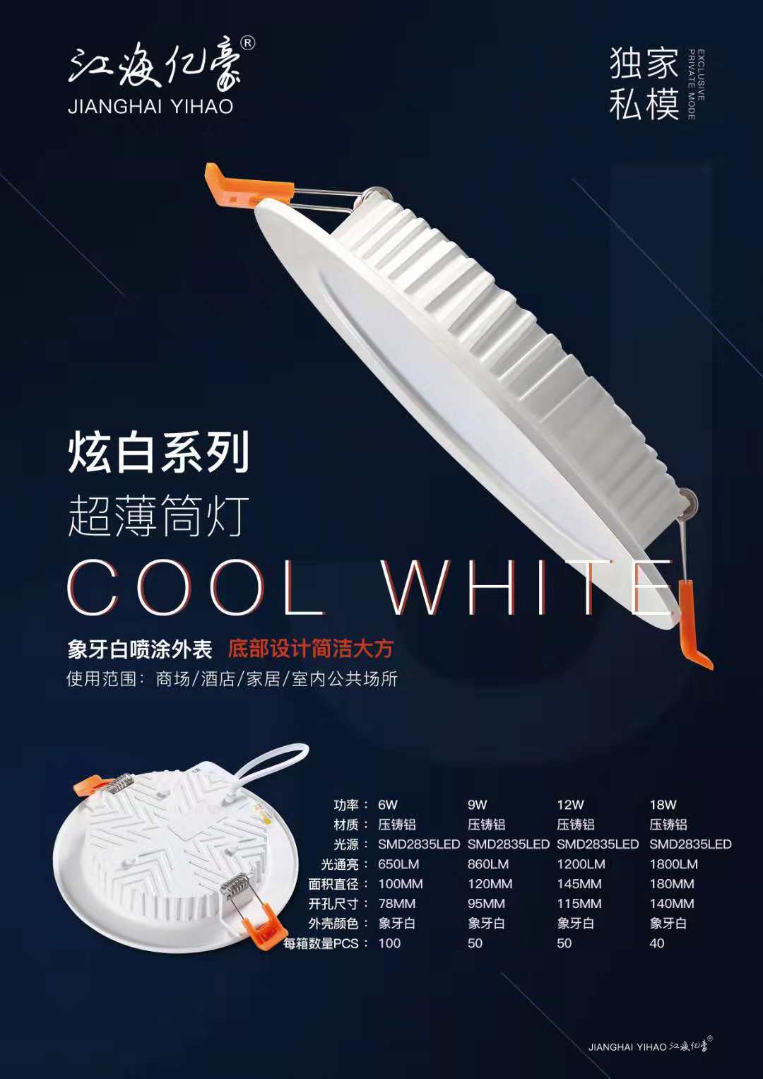 Cool White Series Ultra-thin Down Lamp