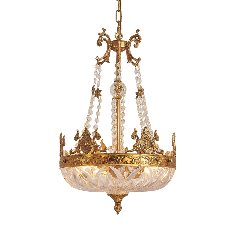 Single Lamp Cap, Copper, Glass Baseplate Chandelier