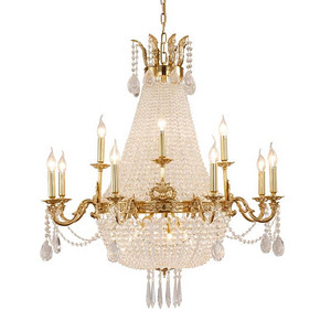 European-style Candle Lights Copper Crystal Chandelier