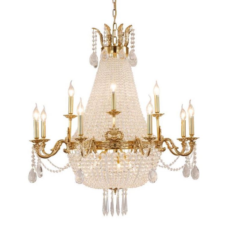 European-style Candle Lights Copper Crystal Chandelier