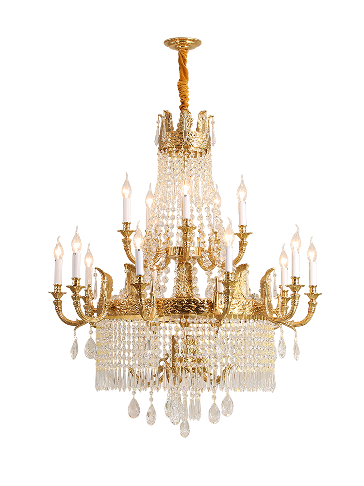 European-style Luxury Copper Crystal Candle Lights Chandelier