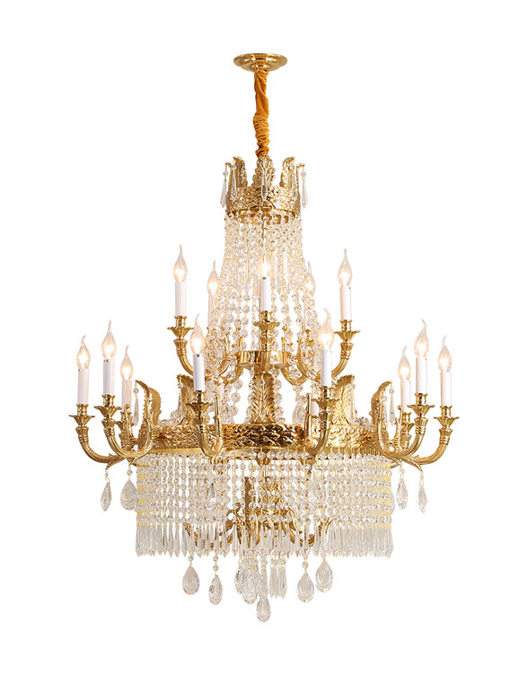 European-style Luxury Copper Crystal Candle Lights Chandelier