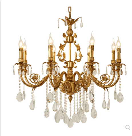 European Crystal Decoration Copper Carved Chandelier