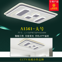 A1561-Large Rectangular Grey-White Intelligent Remote Control Ceiling Lamp