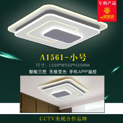 A1561-Small Rectangular Grey-White Intelligent Remote Control Ceiling Lamp